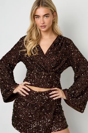 Tejido de Fibra de Poliéster Mujer Tops de Manga Larga Conjunto de 2 Piezas Lentejuelas h5 Imagen8