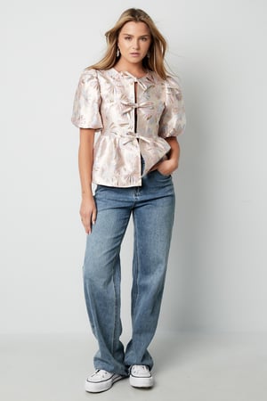 Woven Polyester Fiber Women's Short Sleeve Top Elegant Floral Print h5 Picture8