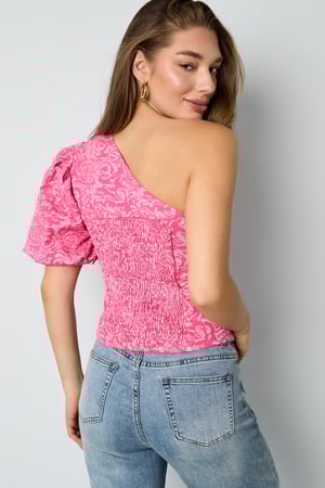 Woven Polyester Fiber Women's One-Shoulder Top Elegant Floral Print h5 Picture12