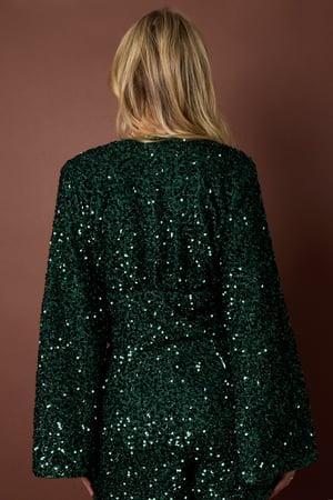 Tejido de Fibra de Poliéster Mujer Tops de Manga Larga Conjunto de 2 Piezas Lentejuelas h5 Imagen9