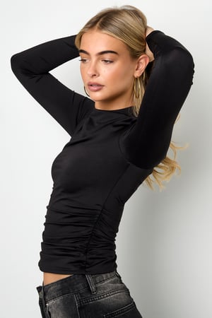 Camisa de Manga Larga para Mujer de Nylon Tejido Básica Color Sólido h5 Imagen9