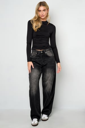 Camisa de Manga Larga para Mujer de Nylon Tejido Básica Color Sólido h5 Imagen8