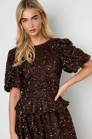 Woven Polyester Fiber Women's Short Sleeve Tops Elegant Sequins h5 Picture11