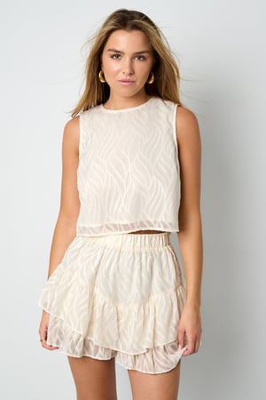 Tissu en Fibre de Polyester Femmes Tops Sans Manches Élégant Botanique Ensemble de 2 Pièces h5 Image12