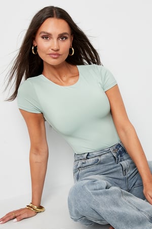 Örme Nikel Şekillendirici Bodysuit Temel Tek Renk İlkbahar/Yaz h5 Resim4