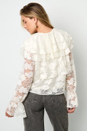 Woven Polyester Fiber Women's Blouse Elegant Floral Print Lace Panel h5 Picture9
