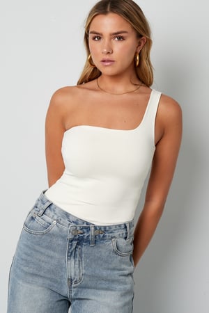 Knitted Nylon Shapewear Bodysuit One-Shoulder Spring/Summer Solid Color h5 Picture6