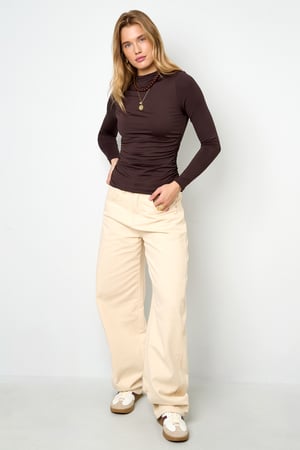 Camisa de Manga Larga para Mujer de Nylon Tejido Básica Color Sólido h5 Imagen6