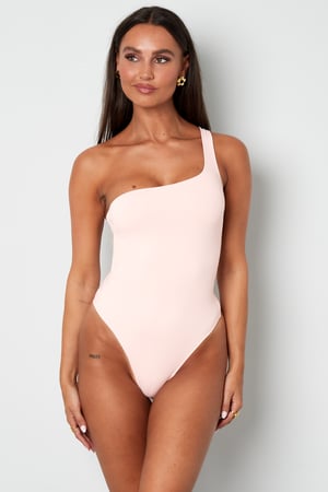 Knitted Nylon Shapewear Bodysuit One-Shoulder Spring/Summer Solid Color h5 Picture4