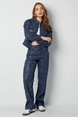 Örülmüş Jean Kadın Doğru Pantolon Casual Payet h5 Resim5