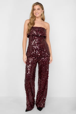 Tessuto Fibra di Poliestere Donna Pantalone Dritto Paillettes Elegante h5 Immagine6