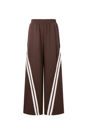 Woven Polyester Fiber Women's Straight Leg Pants Sporty Contrast Stripes h5 