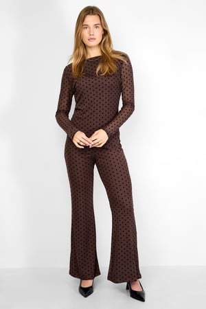 Tessuto Fibra di Poliestere Pantaloni Flare Donna Elegante Puntini h5 Immagine7