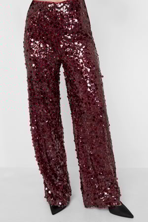 Tessuto Fibra di Poliestere Donna Pantalone Dritto Paillettes Elegante h5 Immagine10