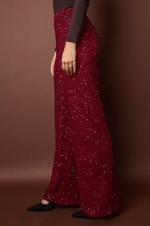 Geweven Polyestervezel Vrouwen Rechte Broeken Elegante Pailletten h5 Afbeelding5