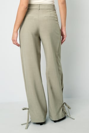 Pantalones Rectos de Mujer en Fibra de Poliéster Tejida Estilo Casual con Atado h5 Imagen11