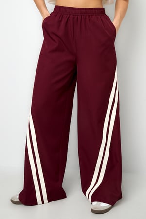 Woven Polyester Fiber Women's Straight Leg Pants Sporty Contrast Stripes h5 Picture5