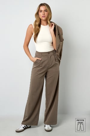 Woven Polyester Fiber Women's Wide Leg Pants Elegant Solid Color Fall/Winter h5 Picture9