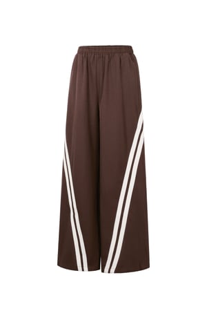 Woven Polyester Fiber Women's Straight Leg Pants Sporty Contrast Stripes h5 Picture2