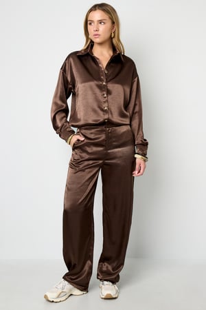 Woven Polyester Fiber Women's Straight Pants Casual Solid Color Fall/Winter h5 Picture7