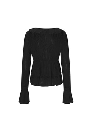 Woven Lace Women's Long Sleeve Top Elegant Ruffle Detail h5 Picture3