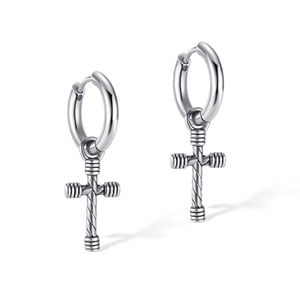 1 Pair Intricate Cross Stainless Steel Men's Stud Earrings h5 Picture6