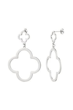 Earrings 2 clovers Gold Color Stainless Steel h5 