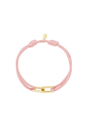 Fabric bracelet link Fuchsia Stainless Steel h5 