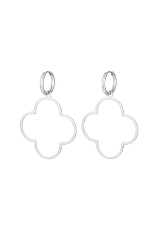 Earrings large clover Silver Color Stainless Steel h5