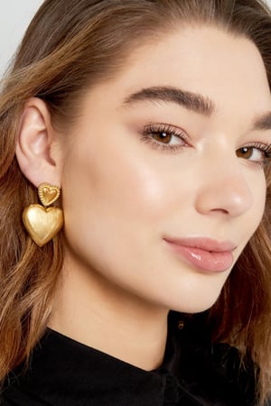 Earrings hearts - Gold Color Stainless Steel h5 Picture2