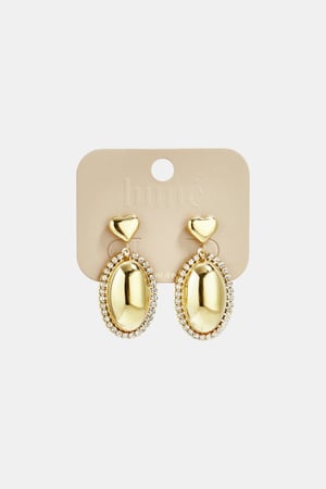 Statement earrings with an oval charm surrounded by stones h5 Picture5