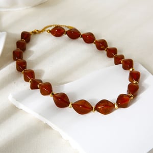 1 Piece Acrylic Irregular Beads Hematite Gold Color Necklace h5 Picture5
