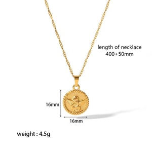 1 piece of vintage classic  gold-plated stainless steel love rose geometric round pendant necklace for women's daily wear h5