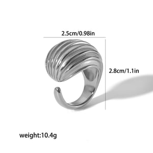 1 Stück übertriebener, modischer offener Ring aus 18 Karat vergoldetem Edelstahl mit Metallstreifen als Damenschmuck für den Alltag h5 