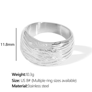 1 pair simple series retro strip titanium steel  gold color plated women's single rings h5