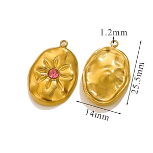 1 Paar einfache Serie elegante Blume Edelstahl 18 Karat vergoldet Strass Damen Anhänger h5 