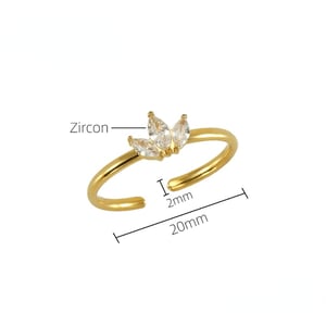 1 par de anillos de hoja de arce con incrustaciones de circonita de acero inoxidable transfronterizos para mujer, modernos y versátiles, de acero de titanio, ligeros y de lujo, ajustables. h5 