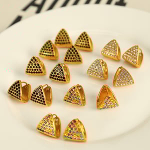 1 pair simple series simple geometric stainless steel  gold plated rhinestone women drop earrings h5 Picture2