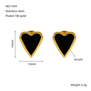 1 pair simple series classic heart stainless steel  gold plated women stud earrings h5