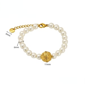 1 Piece Simple Series Stainless Steel   Gold Color Plated Women's Beaded Bracelets h5 Picture2