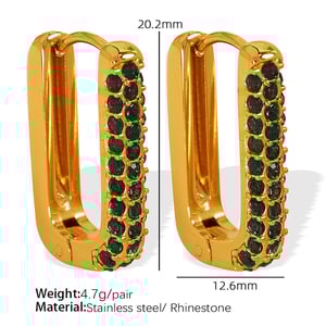 1 pair simple series classic geometric stainless steel  gold plated zircon women hoop earrings h5