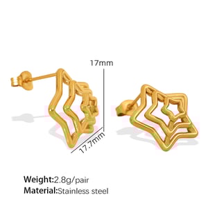1 pair luxurious series retro geometric titanium steel  gold color plated women's stud earrings h5