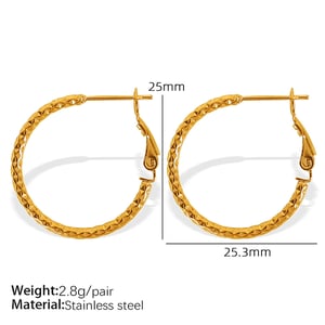 1 pair simple series classic solid color stainless steel  gold color plated women's hoop earrings h5