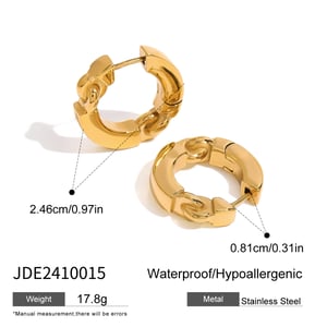 1 pair simple series elegant annular stainless steel  gold plated rhinestone women hoop earrings h5