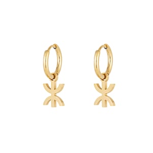 1 Pair Modern Series Sleek Geometric Titanium Steel Gold Color Women's Drop Earrings h5 