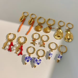 1 pair simple casual style fish shape stainless steel  gold plated inlay artificial pearl women's drop earrings h5 Picture2