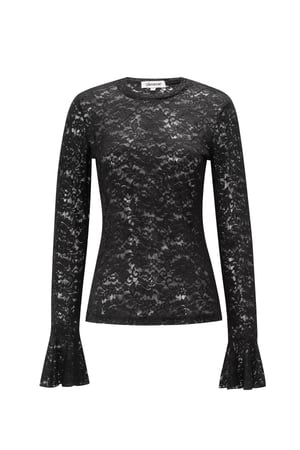 Woven Polyester Long Sleeve Tops Elegant Lace Panel h5