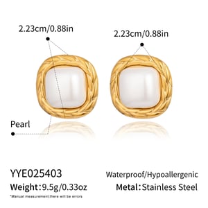 Ensemble de boucles d'oreilles élégantes en acier inoxydable doré et perles h5