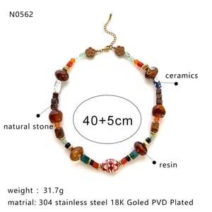 1 Parça Reçine Boncuklu Doğal Taş Boncuklu Kolye h5 Resim2