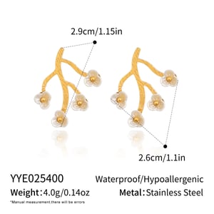 1 paire de boucles d'oreilles à clous romantiques en acier inoxydable doré et coquillage, motif floral h5